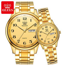 Top Luxury Brand OLEVS Couple WristWatch Water Resistant Feature Alloy Material Stainless Steel Watch For Lover